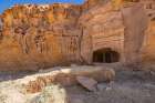 Saudi Arabia, Medina, Al-Ula, Hegra. Nabatean rock cut ruins at the Hegra Archaeological Area. Art Print